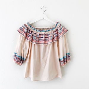 Parker Jenay Off Shoulder Blouse Pink Sugar Small 100% Cotton